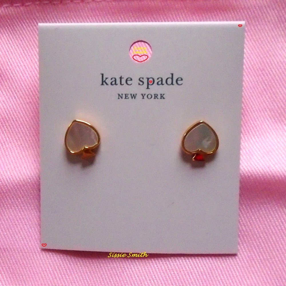 ♠️ Kate Spade ♠️️️️ Cream Signature Spade Stud Earrings - Picture 2 of 6